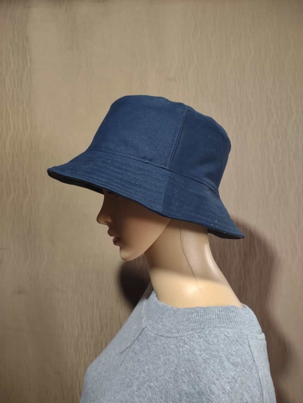 Handmade Upcycled Reversible Navy & Green Camo Bucket Hat - Picture 10 of 13